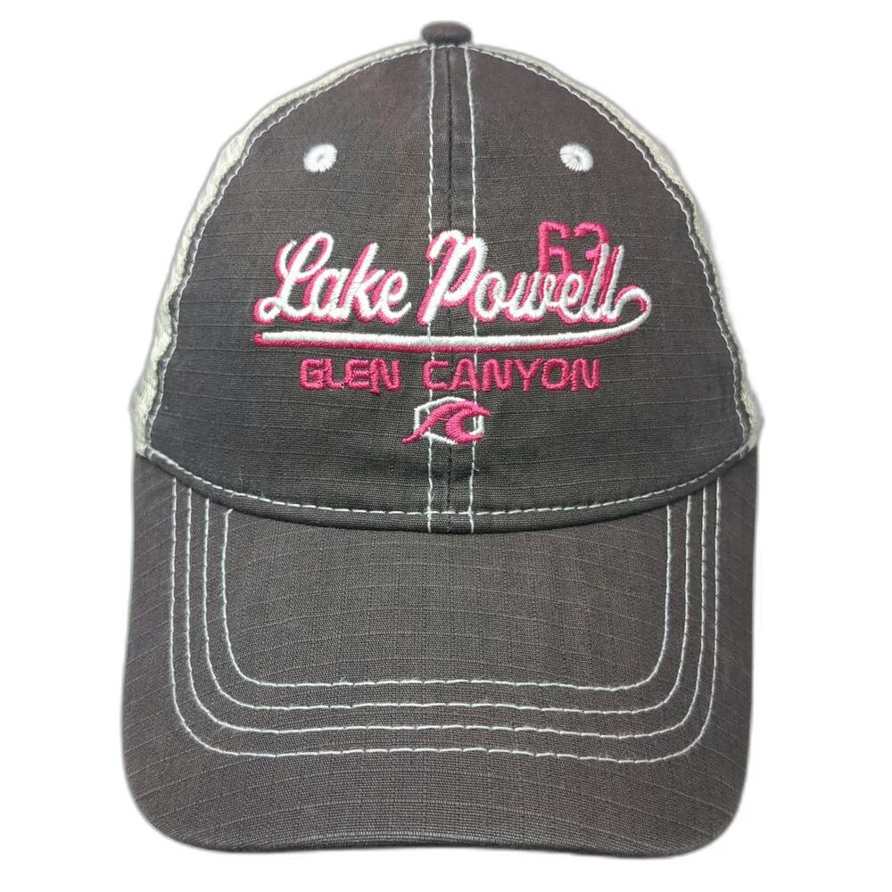 Mountain Trucker Hat Gray Pink White One Size Lake Powell Glen Canyon Snapback